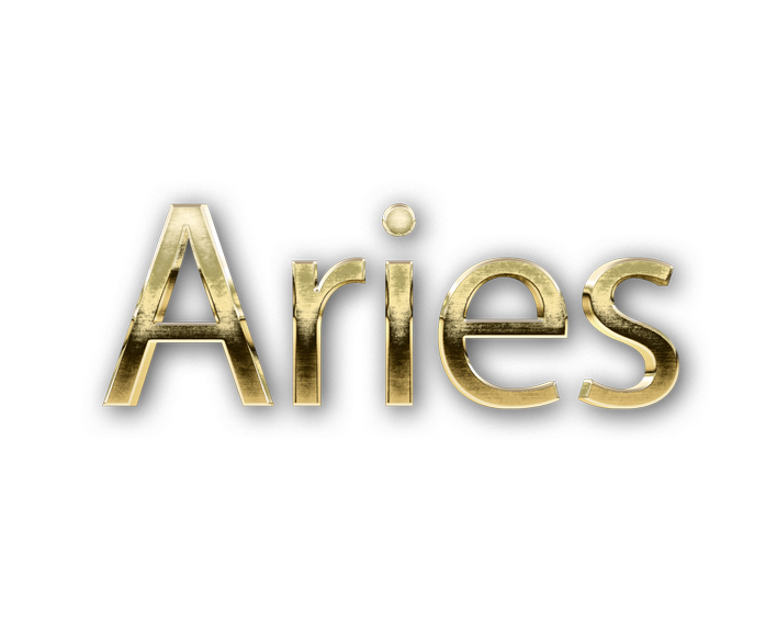 zodiac sign word ARIES golden 3D text typography PNG images free